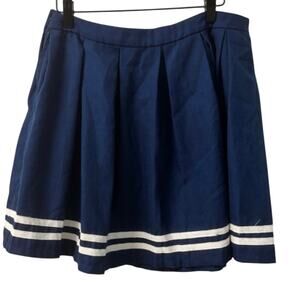 Hot Topic Navy Blue Pleated Skirt with White Stripes sailor emo goth punk large